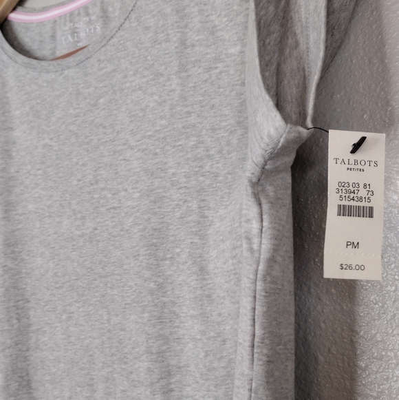 NWT Talbots Petite Women's Cotton Summer Gray Pullover Short Sleeve Tee Size MP - Picture 8 of 13